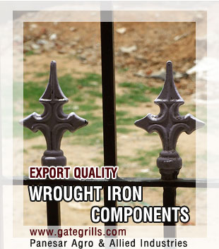 wrought iron components, ornamental iron hardware, gate grill items & accessories, fencing & railing, steel decorative products in india, punjab ludhiana